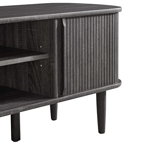 Modway Contour Mid-Century Modern 55" Media TV Stand in Charcoal, 15 x 54.5 x 18.5