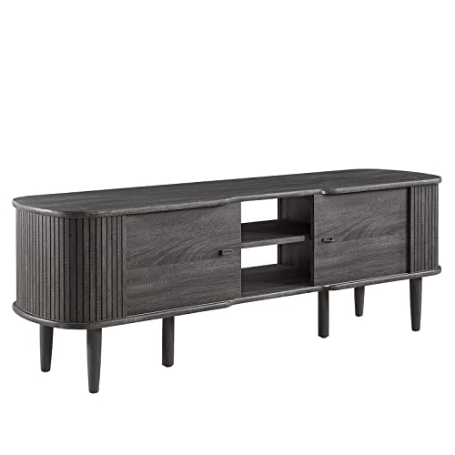 Modway Contour Mid-Century Modern 55" Media TV Stand in Charcoal, 15 x 54.5 x 18.5