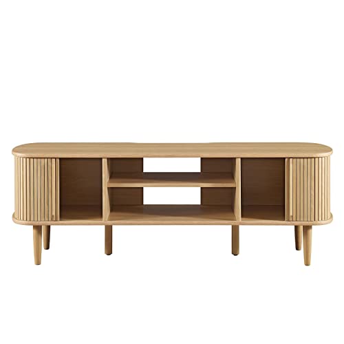 Modway Contour Mid-Century Modern 55" Media TV Stand in Oak, 15 x 54.5 x 18.5