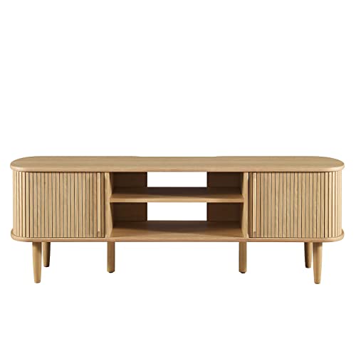 Modway Contour Mid-Century Modern 55" Media TV Stand in Oak, 15 x 54.5 x 18.5