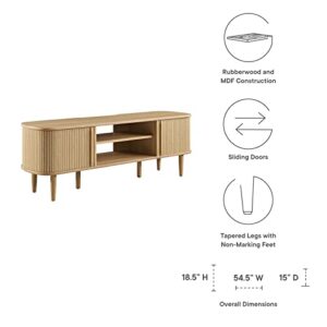 Modway Contour Mid-Century Modern 55" Media TV Stand in Oak, 15 x 54.5 x 18.5