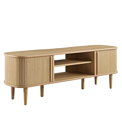 Modway Contour Mid-Century Modern 55" Media TV Stand in Oak, 15 x 54.5 x 18.5