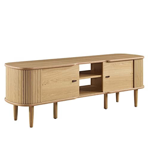 Modway Contour Mid-Century Modern 55" Media TV Stand in Oak, 15 x 54.5 x 18.5