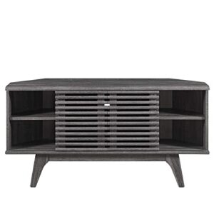 Modway Render Mid-Century Modern Low Profile 46" Corner Media TV Stand in Charcoal