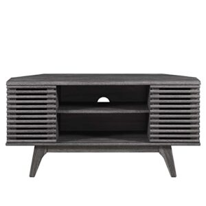 Modway Render Mid-Century Modern Low Profile 46" Corner Media TV Stand in Charcoal