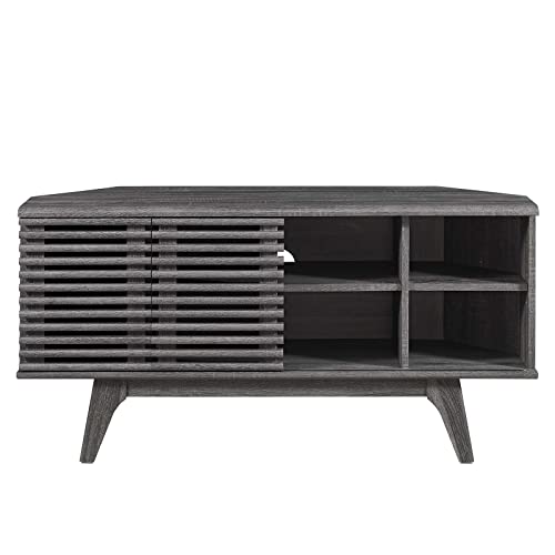 Modway Render Mid-Century Modern Low Profile 46" Corner Media TV Stand in Charcoal