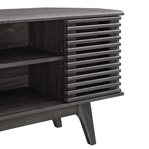 Modway Render Mid-Century Modern Low Profile 46" Corner Media TV Stand in Charcoal