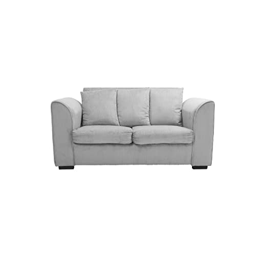 UBGO Modern 56.7“Mid-Century Loveseat,2 Sofa Couch Tufted for Living Room,Love Seat for Small Spaces Bedroom, Office, Apartment,Dorm,Gray Fabric, Grey