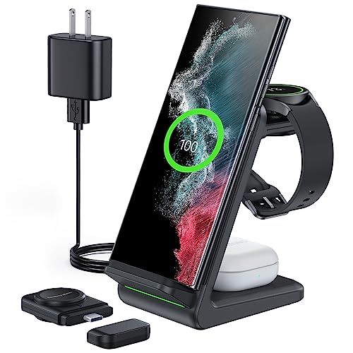 LK Wireless Charger for Samsung 3 in 1 Wireless Charging Station for Galaxy S23 Ultra Plus S22 S21 Z Flip 5 Fold Galaxy Buds Live Detachable Charger for Galaxy Watch 5 Pro 4 iWatch