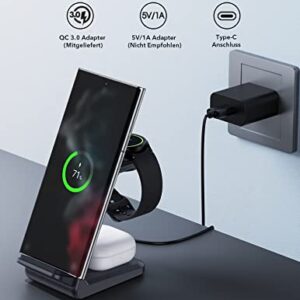 LK Wireless Charger for Samsung 3 in 1 Wireless Charging Station for Galaxy S23 Ultra Plus S22 S21 Z Flip 5 Fold Galaxy Buds Live Detachable Charger for Galaxy Watch 5 Pro 4 iWatch