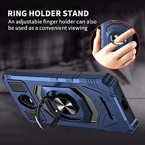 RTYJZ for SCHOK Volt SV55 Case with Tempered Glass Screen Protector, Built in 360°Adjustable Ring Kickstand [Military Grade] Protective Cover for Schok Volt SV55 (SV55216) 5.5" (Blue)