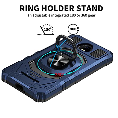 RTYJZ for SCHOK Volt SV55 Case with Tempered Glass Screen Protector, Built in 360°Adjustable Ring Kickstand [Military Grade] Protective Cover for Schok Volt SV55 (SV55216) 5.5" (Blue)