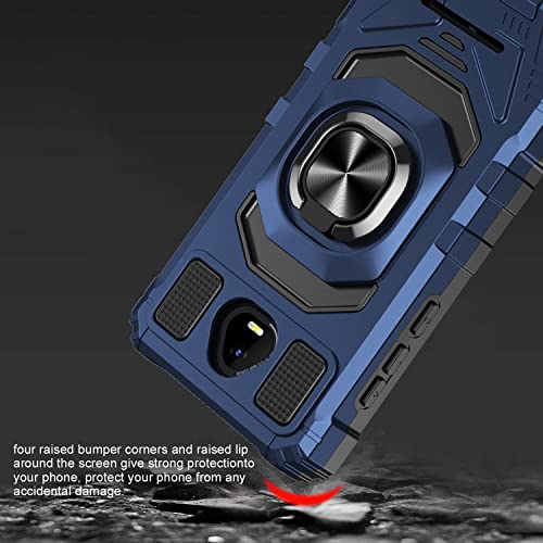 RTYJZ for SCHOK Volt SV55 Case with Tempered Glass Screen Protector, Built in 360°Adjustable Ring Kickstand [Military Grade] Protective Cover for Schok Volt SV55 (SV55216) 5.5" (Blue)