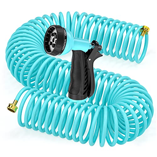 SPECILITE Garden Hose 50 FT, Flexible Water Hose with Nozzle, Collapsible Coiled Hoses Pipe for Boat, Outdoor, Lightweight and No Kink