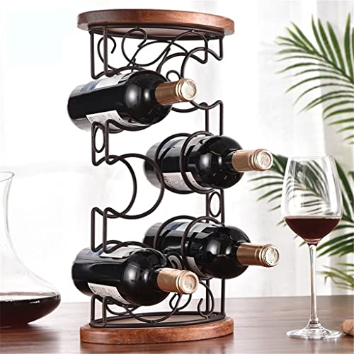 DOUBA Metal Barrel Wine Bottle Rack Decorative Wooden Bracket Wine Rack Home Wine Utensils bar Counter