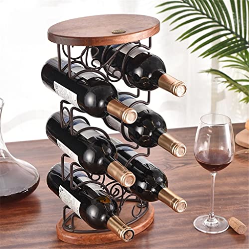 DOUBA Metal Barrel Wine Bottle Rack Decorative Wooden Bracket Wine Rack Home Wine Utensils bar Counter