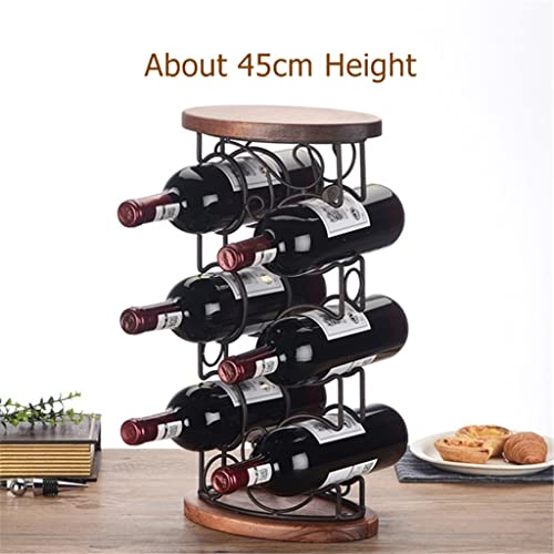 DOUBA Metal Barrel Wine Bottle Rack Decorative Wooden Bracket Wine Rack Home Wine Utensils bar Counter