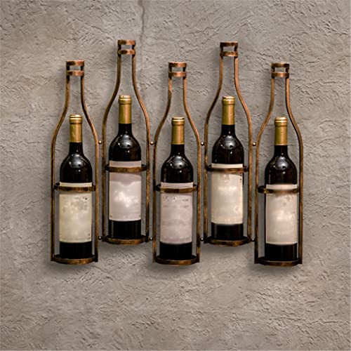 DOUBA Vintage 5 Bottle Wine Rack Wall Mount Home Restaurant Bar Storage Wall Decor Wine Bottle Rack (Color : E, Size