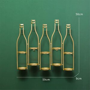 DOUBA Vintage 5 Bottle Wine Rack Wall Mount Home Restaurant Bar Storage Wall Decor Wine Bottle Rack (Color : E, Size