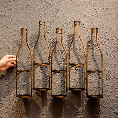 DOUBA Vintage 5 Bottle Wine Rack Wall Mount Home Restaurant Bar Storage Wall Decor Wine Bottle Rack (Color : E, Size