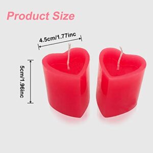 2 PCS Heart Shape Candles for Valentine's Day, Candles,Dripless & Long Lasting Smokeless Red Heart Shaped Candles for Mood,Romantic Decor,Pool,Dinners,Home,Wedding,Crafts