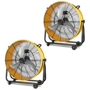 heal smart 24 inch heavy duty metal industrial drum fan, 3 speed air circulation for warehouse, greenhouse, workshop, patio, factory and basement - high velocity, yellow
