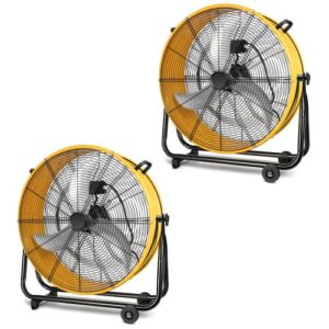 Heal Smart 24 Inch Heavy Duty Metal Industrial Drum Fan, 3 Speed Air Circulation for Warehouse, Greenhouse, Workshop, Patio, Factory and Basement - High Velocity, Yellow