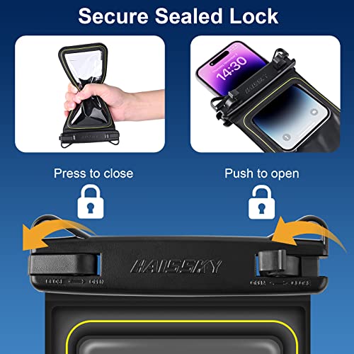 IP68 Floating Waterproof Phone Pouch, Universal Sponge Water Proof Cell Phone Case Bag with Adjustable Lanyard, Protector Pouch for iPhone 14 13 12 11 Pro Max Samsung S23 Google, Up to 6.7'' Black