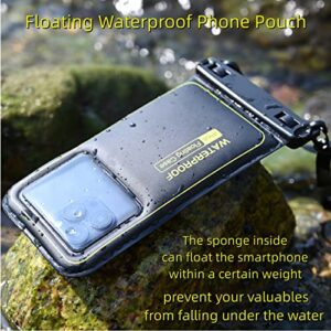 IP68 Floating Waterproof Phone Pouch, Universal Sponge Water Proof Cell Phone Case Bag with Adjustable Lanyard, Protector Pouch for iPhone 14 13 12 11 Pro Max Samsung S23 Google, Up to 6.7'' Black