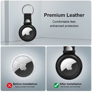 [4 Pack] Waterproof Airtag Keychain&Leather Air Tag Holder,Supfine Protective Tracker Case with Loop Key Ring for Apple AirTags,IPX8 Airtag Cover for Wallet,Luggage,Cat,Dog,Pets(Multi-Color)