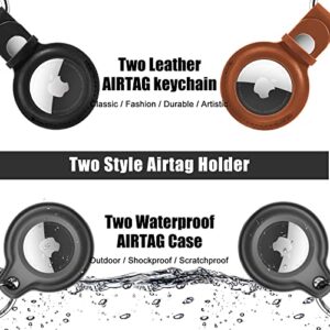 [4 Pack] Waterproof Airtag Keychain&Leather Air Tag Holder,Supfine Protective Tracker Case with Loop Key Ring for Apple AirTags,IPX8 Airtag Cover for Wallet,Luggage,Cat,Dog,Pets(Multi-Color)