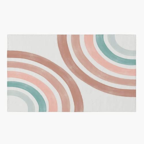 Nordic Rainbow Abstract Geometric Area Rugs, Boho Rainbow Geometric Easy Clean Rug, Soft Non-Skid Carpet Throw Rug for Kids Teen Girls Boys Bedroom, Living Room Bathroom Classroom Office 4ftx6ft