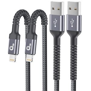 iphone charger cable 2pack 6ft, nylon braided lightning cable, [apple mfi certified] fast charging iphone charger cord compatible with iphone 14 13 12 11 pro max xr xs x 8 7 6 plus ipad and more