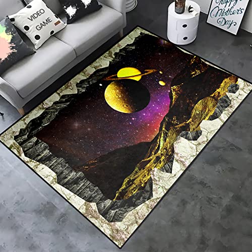 ELKEYE 3D Galaxy Nebula Outer Space Space Area Rug Boy Play Rugs Bedroom Living Room Kitchen Rug Throw Rug Yoga Mat, 2.5x4 Feet