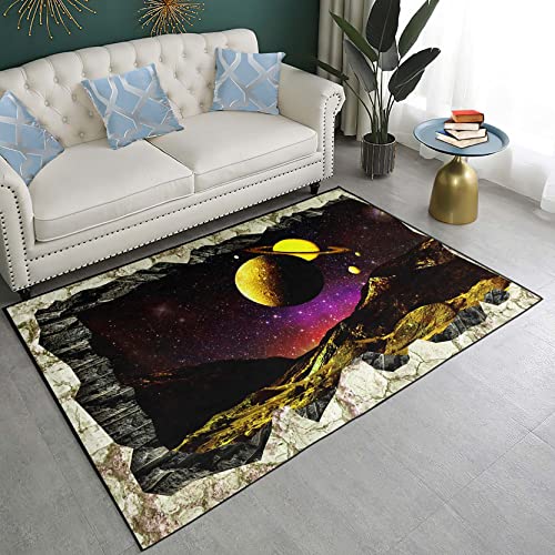 ELKEYE 3D Galaxy Nebula Outer Space Space Area Rug Boy Play Rugs Bedroom Living Room Kitchen Rug Throw Rug Yoga Mat, 2.5x4 Feet