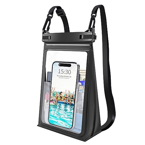 Large Waterproof Phone Pouch Floating, Waterproof Phone Case for iPhone 15 14 Pro Max 13 Plus 12 11 X XS XR Samsung S23 S22 up to 8.5'', Water Proof Phone Dry Bag for Swimming Kayaking Black