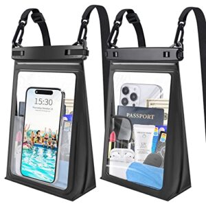 Large Waterproof Phone Pouch Floating, Waterproof Phone Case for iPhone 15 14 Pro Max 13 Plus 12 11 X XS XR Samsung S23 S22 up to 8.5'', Water Proof Phone Dry Bag for Swimming Kayaking Black