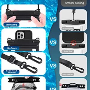 Large Waterproof Phone Pouch Floating, Waterproof Phone Case for iPhone 15 14 Pro Max 13 Plus 12 11 X XS XR Samsung S23 S22 up to 8.5'', Water Proof Phone Dry Bag for Swimming Kayaking Black