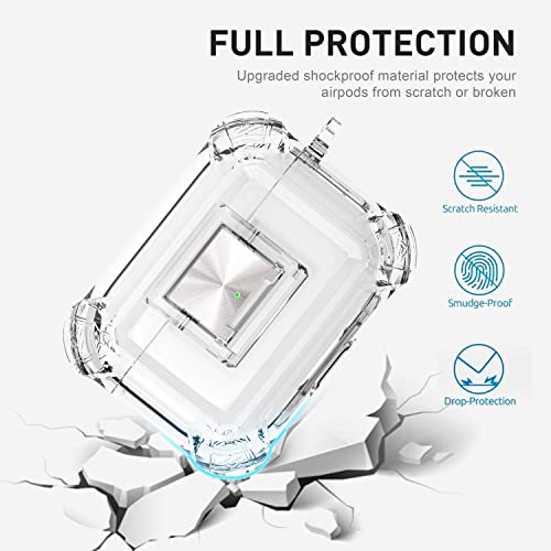 Valkit Compatible Airpods Pro 2 Case 2023/2022 Clear with Lock, Soft TPU AirPod Pro 2nd/1st Generation Case Shockproof Protective Cover with Lanyard & Keychain for Airpods Pro 2nd/1st Gen