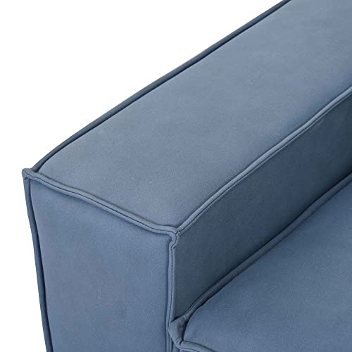 ATY L Shaped Sectional Sofa with Removable Ottomans and 2 Pillows, Living Room Polyester Couch w/Low Backrest & Wide Armrest, for Home, Apartment, Office, Livingroom, Blue Gray