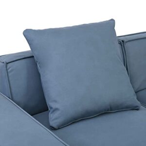 ATY L Shaped Sectional Sofa with Removable Ottomans and 2 Pillows, Living Room Polyester Couch w/Low Backrest & Wide Armrest, for Home, Apartment, Office, Livingroom, Blue Gray