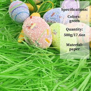 QLINLEAF 1LB Easter Green Grass Basket Filler Recyclable Paper Green Raffia Grass Recyclable Shred Paper Paper Filler for Easter Party Gift Basket Filler