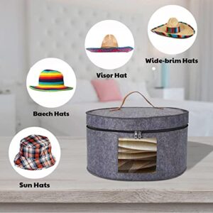 Munskine Hat Boxes for Women Storage & Men Hat Box For Travel Hat Storage Box - Large Hat Box With Lids Round Box With Dust proof Lid Toy Storage - Light Grey