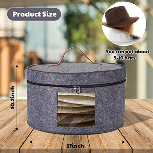 Munskine Hat Boxes for Women Storage & Men Hat Box For Travel Hat Storage Box - Large Hat Box With Lids Round Box With Dust proof Lid Toy Storage - Light Grey