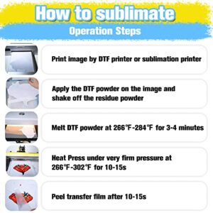 Yamation DTF Transfer Film and Powder for DTF Sublimation Printer, 8.3×11.7 inch 15 Sheets DTF PET Film Sheets and 8.8oz White Hot Melt Adhesive Direct to Film for T-Shirt