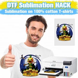 Yamation DTF Transfer Film and Powder for DTF Sublimation Printer, 8.3×11.7 inch 15 Sheets DTF PET Film Sheets and 8.8oz White Hot Melt Adhesive Direct to Film for T-Shirt