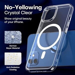 TAURI 5-in-1 Magnetic for iPhone 12 Case for iPhone 12 Pro Case [Designed for Magsafe], with 2 Screen Protector +2 Camera Lens Protector [Not-Yellowing] Case for iPhone 12/12 Pro, Clear