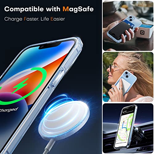 TAURI 5-in-1 Magnetic for iPhone 13 Case for iPhone 14 Case [Designed for Magsafe], with 2X Screen Protectors +2X Camera Lens Protectors, [Not-Yellowing] Magnetic Phone Case for iPhone 13/14, Clear