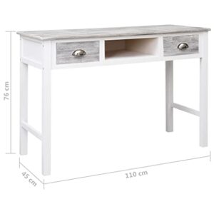 Youuihom Small Computer Desk Study Table for Small Spaces Home Office Rustic Student Laptop PC Writing Desks, Writing Desk Gray 43.3"x17.7"x29.9" Wood