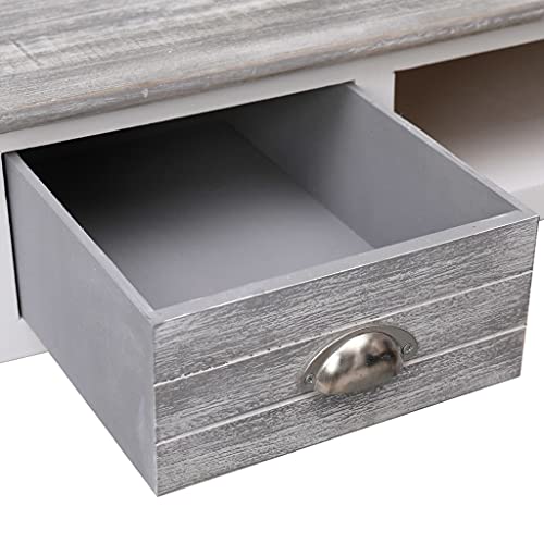 Youuihom Small Computer Desk Study Table for Small Spaces Home Office Rustic Student Laptop PC Writing Desks, Writing Desk Gray 43.3"x17.7"x29.9" Wood